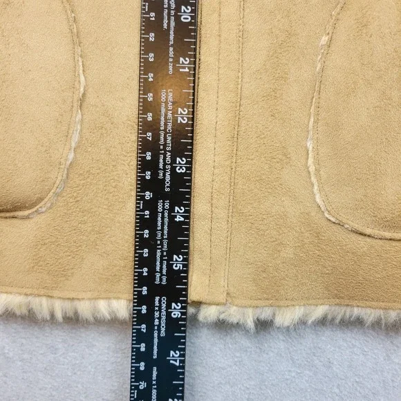 Coldwater Creek Womens Size Medium Tan Faux Suede Faux Fur Jacket Coat - Picture 6 of 13